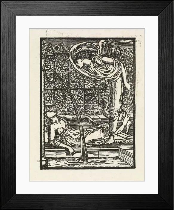Framed Print : Cupid and Psyche - Cupid finding Psyche asleep in the Garden, 1880. Creator: Sir Edward Coley Burne-Jones