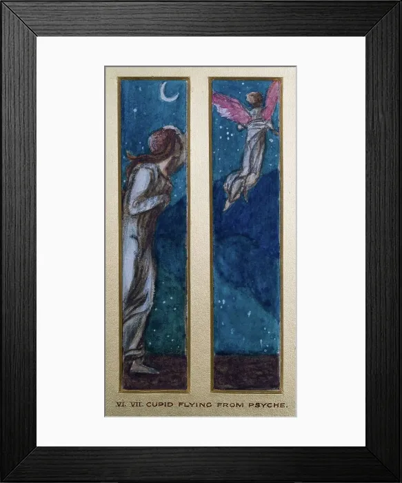 Framed Print : Cupid and Psyche - Study for the Palace Green Mural - Psyche gazes in despair at Cupid... 1872. Creator: Sir Edward Coley Burne-Jones Framed Print : Cupid and Psyche - Study for the Palace Green Mural - Psyche gazes in despair at Cupid... 1872. Creator: Sir Edward Coley Burne-Jones