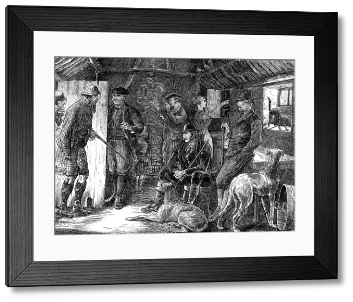 Framed Print : A Highland shelter in a storm, 1871. Creator: Joseph Swain Framed Print : A Highland shelter in a storm, 1871. Creator: Joseph Swain