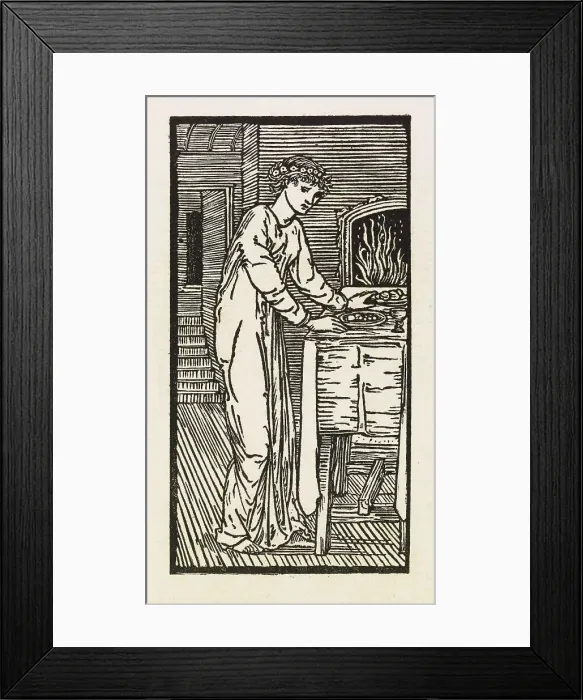 Framed Print : Cupid and Psyche - Psyche at Table Spread with Food, 1880. Creator: Sir Edward Coley Burne-Jones Framed Print : Cupid and Psyche - Psyche at Table Spread with Food, 1880. Creator: Sir Edward Coley Burne-Jones