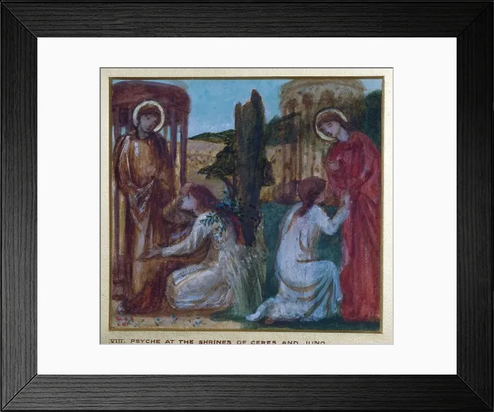 Framed Print : Cupid and Psyche - Study for the Palace Green Mural - Psyche at the Shrines of Ceres and Juno, 1872. Creator: Sir Edward Coley Burne-Jones Framed Print : Cupid and Psyche - Study for the Palace Green Mural - Psyche at the Shrines of Ceres and Juno, 1872. Creator: Sir Edward Coley Burne-Jones