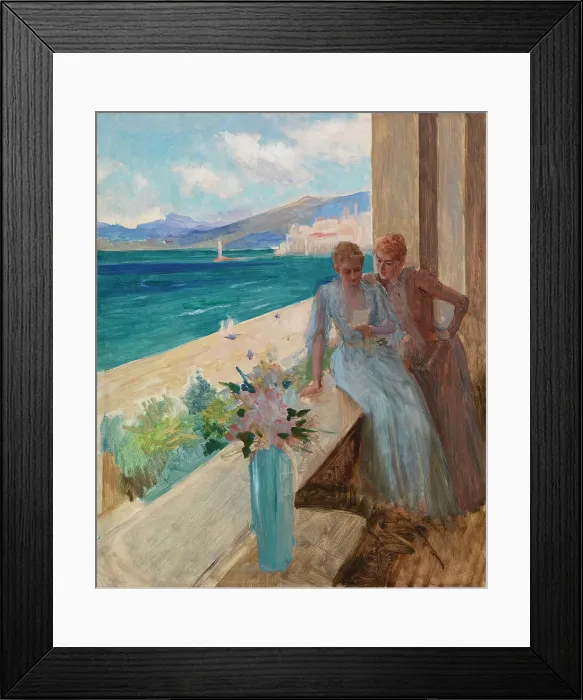 Framed Print : The Artist's Wife and Emilia von Etter on a Balcony in Cannes, 1891. Creator: Albert Edelfelt Framed Print : The Artist's Wife and Emilia von Etter on a Balcony in Cannes, 1891. Creator: Albert Edelfelt