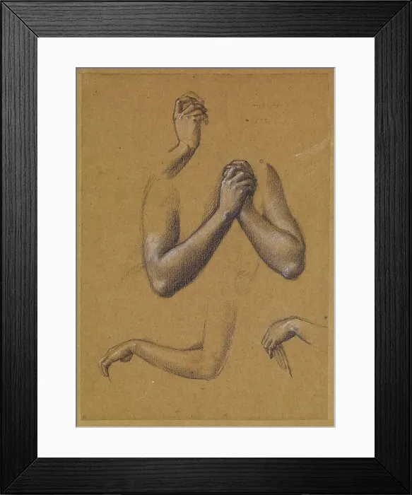 Framed Print : St George Series - Studies of Arms and Hands for St George slaying the Dragon and... 1865-66. Creator: Sir Edward Coley Burne-Jones Framed Print : St George Series - Studies of Arms and Hands for St George slaying the Dragon and... 1865-66. Creator: Sir Edward Coley Burne-Jones