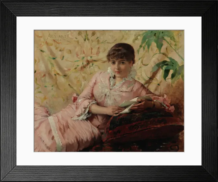Framed Print : Parisienne Reading, 1880. Creator: Albert Edelfelt Framed Print : Parisienne Reading, 1880. Creator: Albert Edelfelt