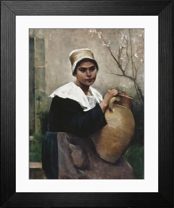 Framed Print : Breton Girl Holding a Jar, 1884. Creator: Amelie Lundahl Framed Print : Breton Girl Holding a Jar, 1884. Creator: Amelie Lundahl
