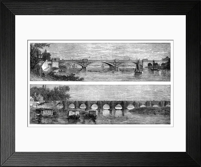 Framed Print : Nottingham Bridge, old and new, 1871. Creator: Unknown Framed Print : Nottingham Bridge, old and new, 1871. Creator: Unknown