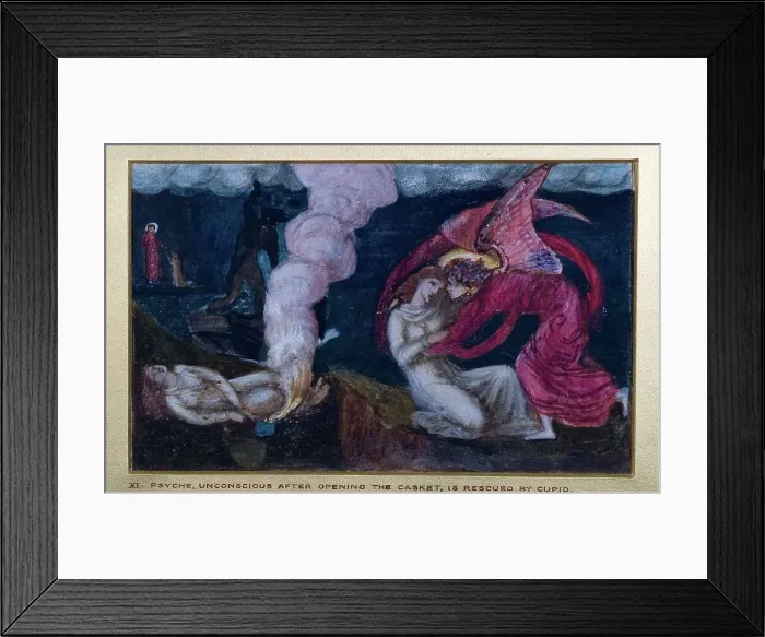 Framed Print : Cupid and Psyche - Study for the Palace Green Mural - Psyche receiving the Casket from... 1872. Creator: Sir Edward Coley Burne-Jones Framed Print : Cupid and Psyche - Study for the Palace Green Mural - Psyche receiving the Casket from... 1872. Creator: Sir Edward Coley Burne-Jones