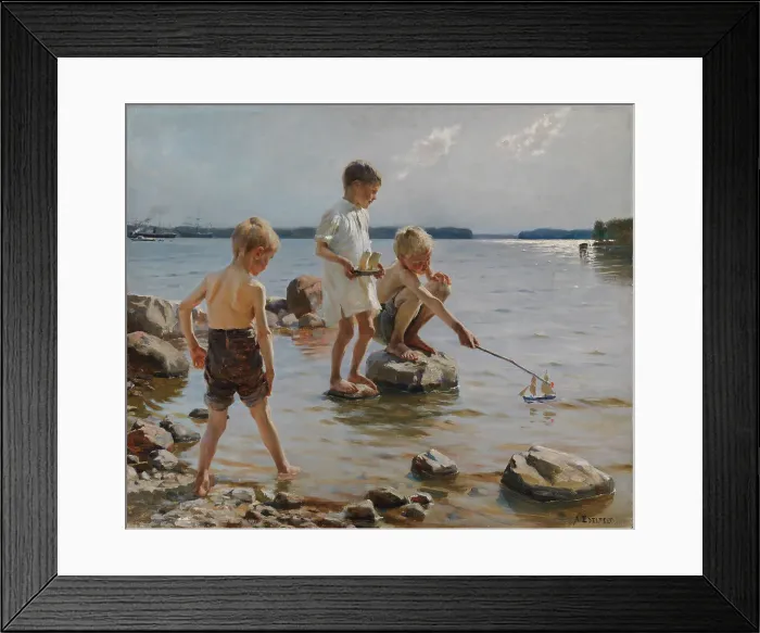 Framed Print : Boys Playing on the Shore (Children Playing on the Shore), 1884. Creator: Albert Edelfelt Framed Print : Boys Playing on the Shore (Children Playing on the Shore), 1884. Creator: Albert Edelfelt