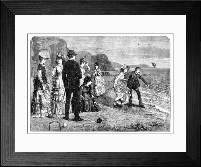 Framed Print : Croquet under difficulties, 1871. Creator: William Hollidge Framed Print : Croquet under difficulties, 1871. Creator: William Hollidge