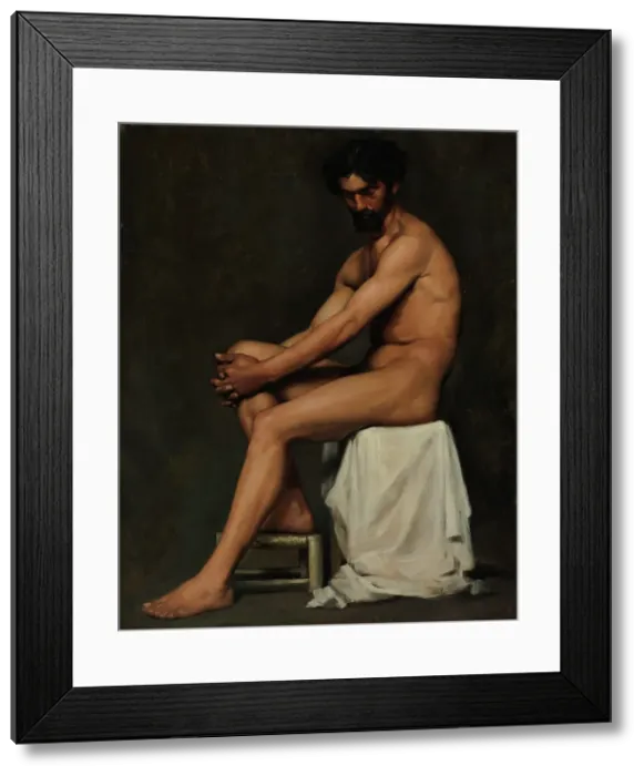 Framed Print : Seated Man, academy study, 1875. Creator: Albert Edelfelt Framed Print : Seated Man, academy study, 1875. Creator: Albert Edelfelt