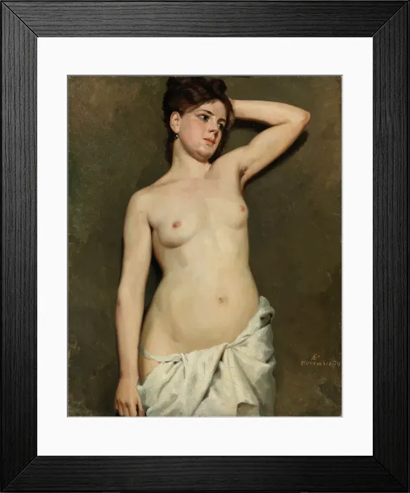 Framed Print : Female Nude, academy study, 1874. Creator: Albert Edelfelt Framed Print : Female Nude, academy study, 1874. Creator: Albert Edelfelt