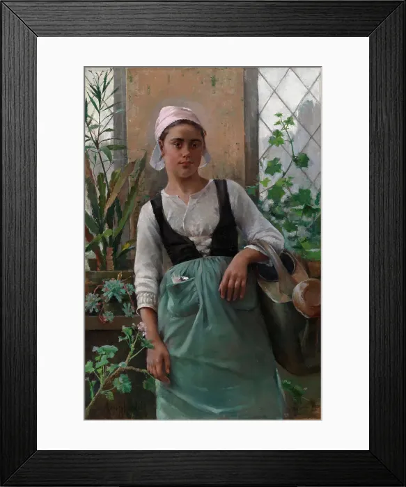 Framed Print : The Garden Girl, 1885. Creator: Amelie Lundahl Framed Print : The Garden Girl, 1885. Creator: Amelie Lundahl