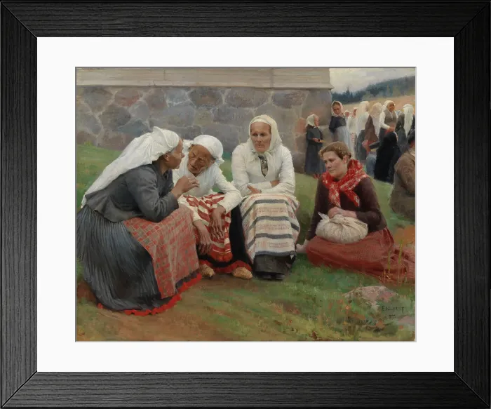 Framed Print : Women Outside the Church at Ruokolahti; Women of Ruokolahti on the Church Hill, 1887. Creator: Albert Edelfelt