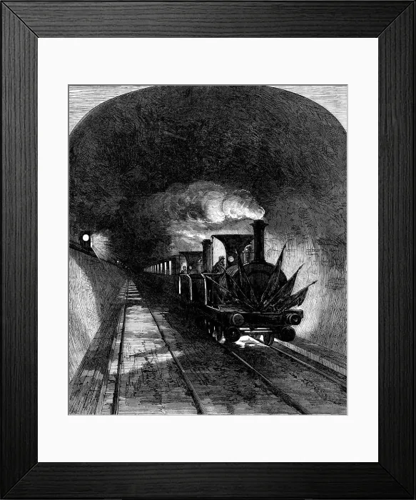 Framed Print : Opening of the Mont Cenis Tunnel: the first train, 1871. Creator: Unknown Framed Print : Opening of the Mont Cenis Tunnel: the first train, 1871. Creator: Unknown