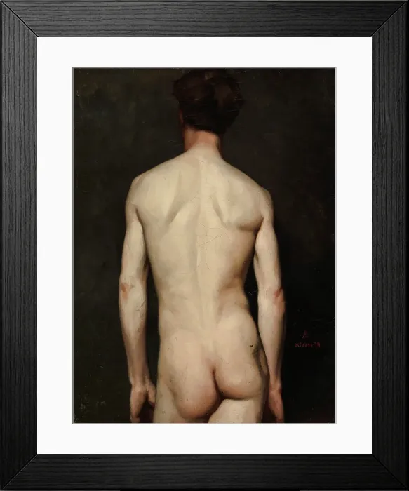 Framed Print : Male Model, academy study, 1874. Creator: Albert Edelfelt Framed Print : Male Model, academy study, 1874. Creator: Albert Edelfelt