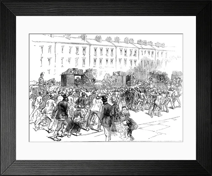 Framed Print : The engineers strike at Newcastle: arrival of foreign workmen, 1871. Creator: Unknown Framed Print : The engineers strike at Newcastle: arrival of foreign workmen, 1871. Creator: Unknown