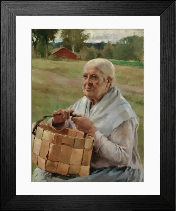 Framed Print : Old Woman with a Chip Basket, 1882. Creator: Albert Edelfelt Framed Print : Old Woman with a Chip Basket, 1882. Creator: Albert Edelfelt