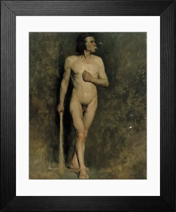 Framed Print : Male model, academy training, 1874-1875. Creator: Albert Edelfelt Framed Print : Male model, academy training, 1874-1875. Creator: Albert Edelfelt