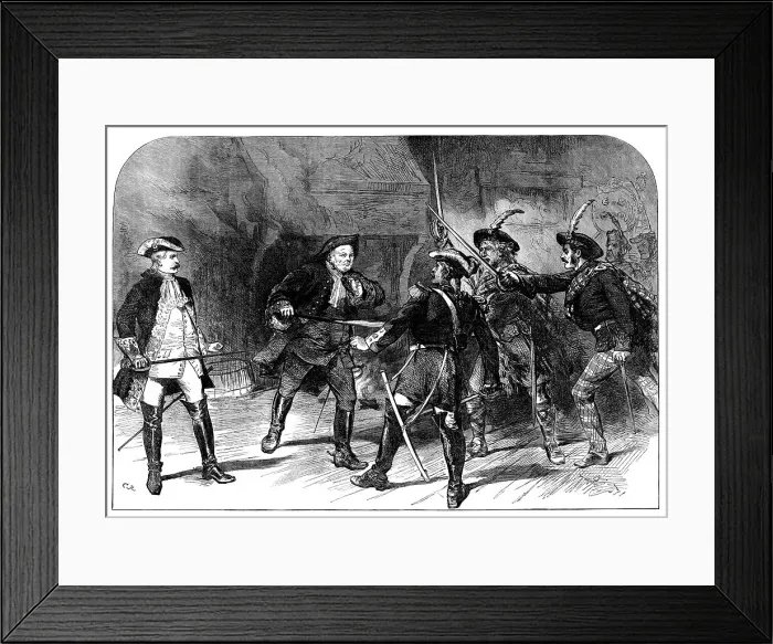 Framed Print : The Scott Centenary: scene from Rob Roy, at the Theatre Royal, Edinburgh, 1871. Creator: Unknown Framed Print : The Scott Centenary: scene from Rob Roy, at the Theatre Royal, Edinburgh, 1871. Creator: Unknown