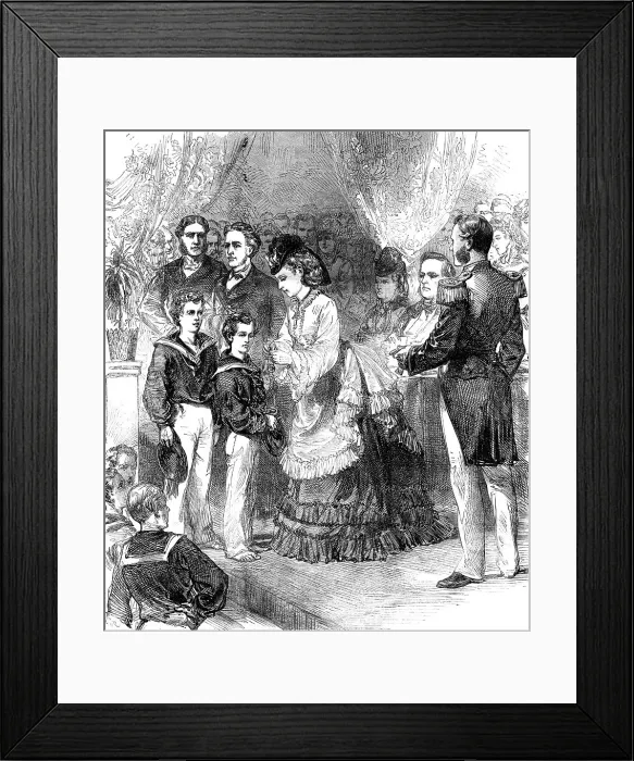 Framed Print : Princess Louise giving the prizes in the Clyde training-ship Cumberland, 1871. Creator: Unknown Framed Print : Princess Louise giving the prizes in the Clyde training-ship Cumberland, 1871. Creator: Unknown