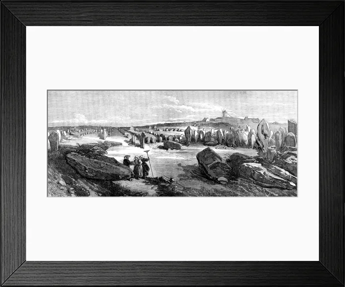 Framed Print : Antiquities of Carnac, in Brittany: the lines of Carnac, from Maenac, looking east, 1871. Creator: Unknown Framed Print : Antiquities of Carnac, in Brittany: the lines of Carnac, from Maenac, looking east, 1871. Creator: Unknown