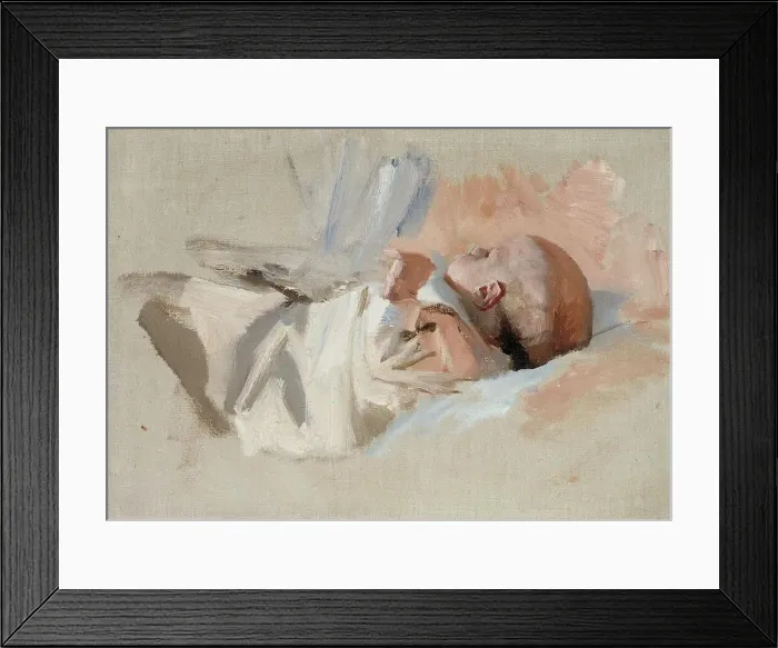 Framed Print : Lying child, sketch for the painting Christmas morning, 1888. Creator: Albert Edelfelt Framed Print : Lying child, sketch for the painting Christmas morning, 1888. Creator: Albert Edelfelt