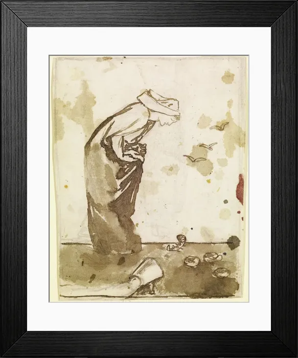 Framed Print : Ladies and Animals Sideboard - Good and Bad Animals - Study of a Lady Frightened by a Newt, 1860. Creator: Sir Edward Coley Burne-Jones Framed Print : Ladies and Animals Sideboard - Good and Bad Animals - Study of a Lady Frightened by a Newt, 1860. Creator: Sir Edward Coley Burne-Jones