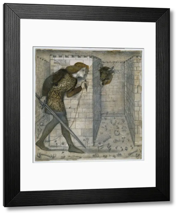 Framed Print : Tile Design - Theseus and the Minotaur in the Labyrinth, 1861. Creator: Sir Edward Coley Burne-Jones
