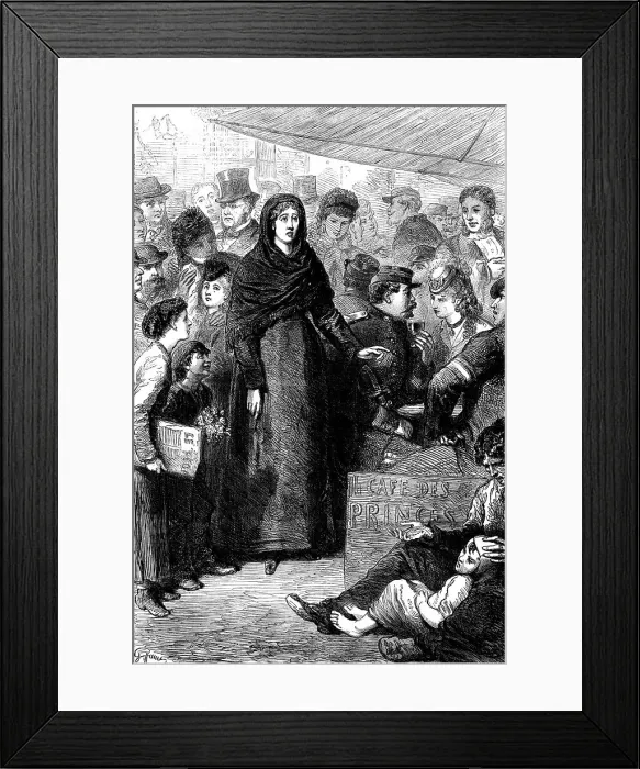 Framed Print : Scene on the Boulevard Montmartre, Paris: Une Folle, 1871. Creator: Unknown Framed Print : Scene on the Boulevard Montmartre, Paris: Une Folle, 1871. Creator: Unknown