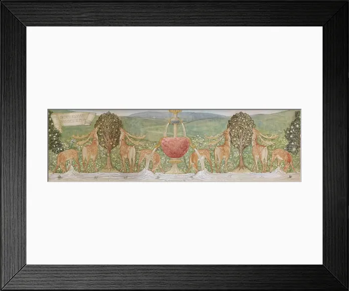 Framed Print : Deer by a Fountain, 1888. Creator: Sir Edward Coley Burne-Jones Framed Print : Deer by a Fountain, 1888. Creator: Sir Edward Coley Burne-Jones