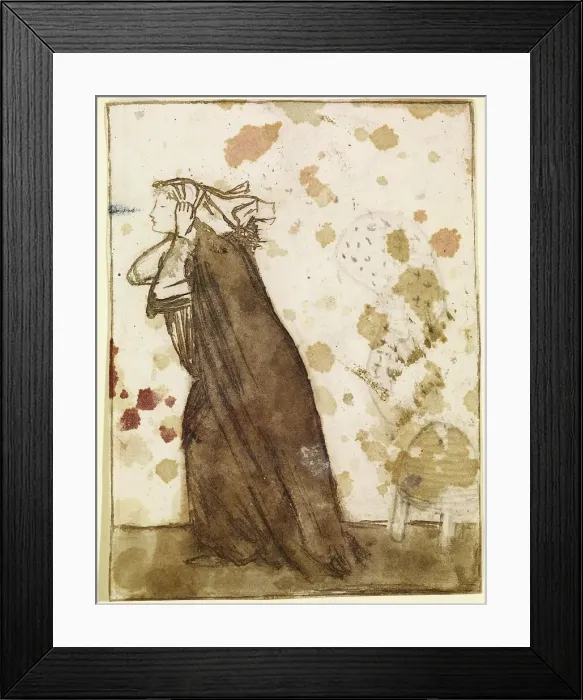 Framed Print : Ladies and Animals Sideboard - Good and Bad Animals - Study of a Lady Pursued by Bees, 1860. Creator: Sir Edward Coley Burne-Jones Framed Print : Ladies and Animals Sideboard - Good and Bad Animals - Study of a Lady Pursued by Bees, 1860. Creator: Sir Edward Coley Burne-Jones