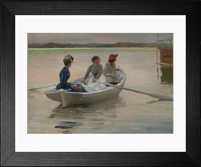 Framed Print : Girls in a Rowing Boat (Summer in the Archipelago), 1883. Creator: Albert Edelfelt Framed Print : Girls in a Rowing Boat (Summer in the Archipelago), 1883. Creator: Albert Edelfelt