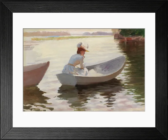 Framed Print : Woman in a Rowing Boat, study for Girls in a Rowing Boat, 1886. Creator: Albert Edelfelt Framed Print : Woman in a Rowing Boat, study for Girls in a Rowing Boat, 1886. Creator: Albert Edelfelt