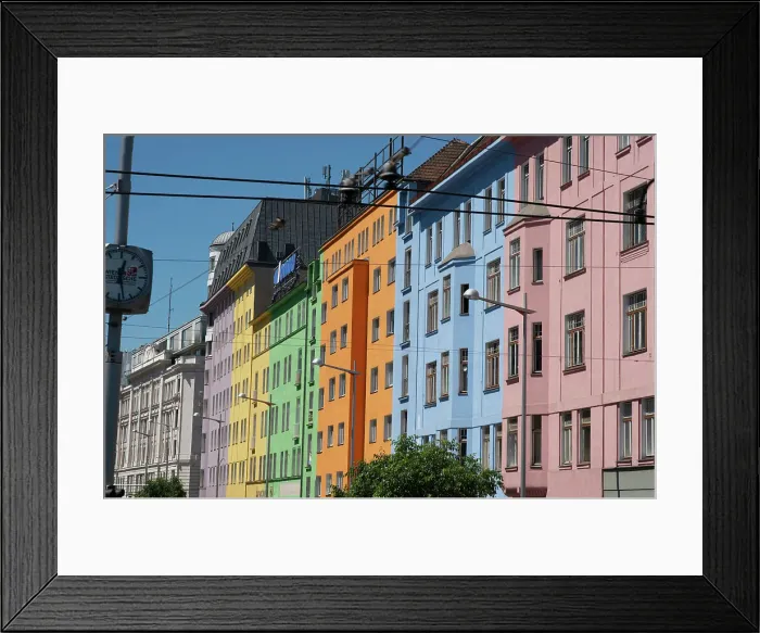 Framed Print : Colourful domestic apartment complex, Vienna, Austria, 2022. Creator: Ethel Davies Framed Print : Colourful domestic apartment complex, Vienna, Austria, 2022. Creator: Ethel Davies