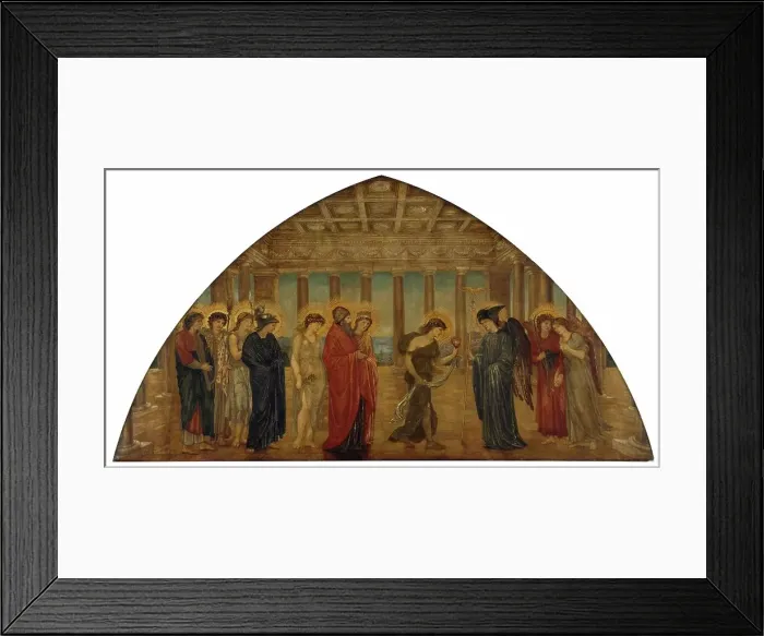 Framed Print : Cupid and Psyche - Palace Green Murals - Psyche entering the Portals of Olympus, 1881. Creator: Walter Crane Framed Print : Cupid and Psyche - Palace Green Murals - Psyche entering the Portals of Olympus, 1881. Creator: Walter Crane