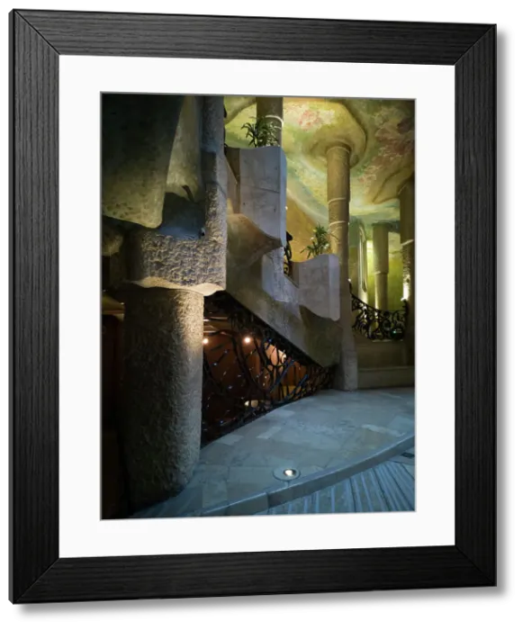 Framed Print : Interior staircase of La Pedrera, Barcelona, Spain, 2020. Creator: Ethel Davies Framed Print : Interior staircase of La Pedrera, Barcelona, Spain, 2020. Creator: Ethel Davies