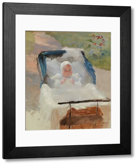 Framed Print : The Artist's Son Erik in a Pram; The Artist´s Son Erik in his Perambulator, 1889. Creator: Albert Edelfelt