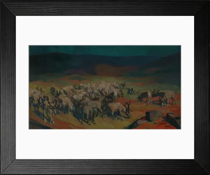 Framed Print : Landscape from Lapland with a Reindeer Herd, 1920. Creator: Gabriel Engberg Framed Print : Landscape from Lapland with a Reindeer Herd, 1920. Creator: Gabriel Engberg