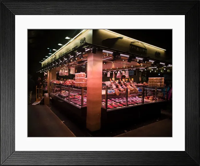 Framed Print : A charcuterie stall at La Bouqueria, Barcelona, Spain, 2020. Creator: Ethel Davies Framed Print : A charcuterie stall at La Bouqueria, Barcelona, Spain, 2020. Creator: Ethel Davies