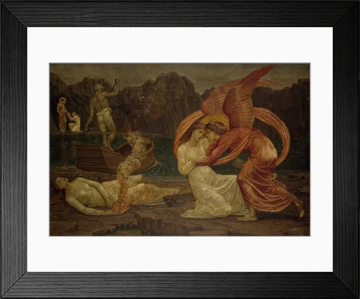 Framed Print : Cupid and Psyche - Palace Green Murals - Psyche receiving the Casket from Proserpine, 1881. Creator: Walter Crane Framed Print : Cupid and Psyche - Palace Green Murals - Psyche receiving the Casket from Proserpine, 1881. Creator: Walter Crane