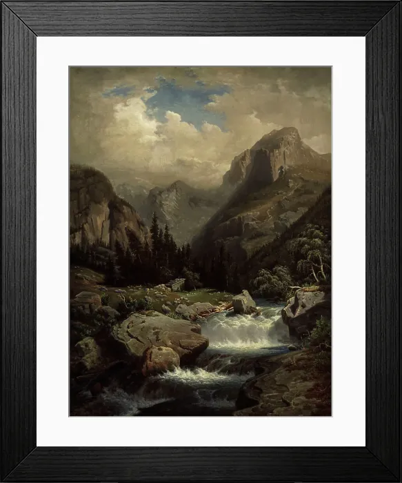 Framed Print : Bavarian Mountain Scenery, Copy After Franz Hengsbach, 1864. Creator: Augusta Soldan Framed Print : Bavarian Mountain Scenery, Copy After Franz Hengsbach, 1864. Creator: Augusta Soldan