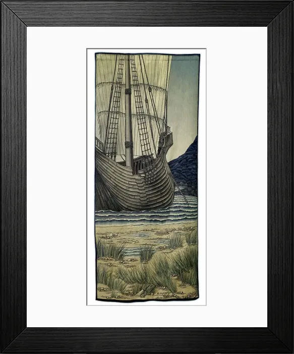 Framed Print : Quest for the Holy Grail Tapestries - Panel 5 - The Ship, 1900. Creator: Sir Edward Coley Burne-Jones Framed Print : Quest for the Holy Grail Tapestries - Panel 5 - The Ship, 1900. Creator: Sir Edward Coley Burne-Jones