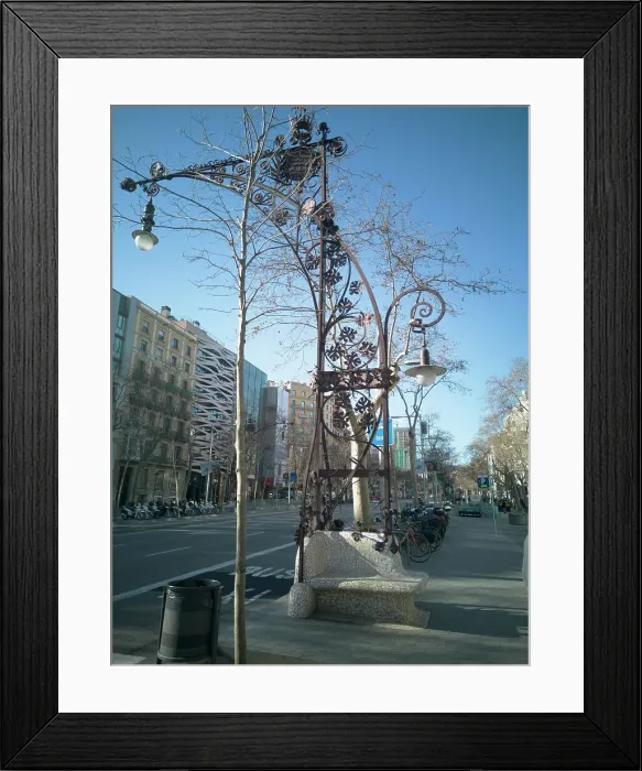 Framed Print : Elaborate art nouveau style lamppost on Passeig de Gracia, Barcelona's main boulevard, Spain, 2020. Creator: Ethel Davies Framed Print : Elaborate art nouveau style lamppost on Passeig de Gracia, Barcelona's main boulevard, Spain, 2020. Creator: Ethel Davies