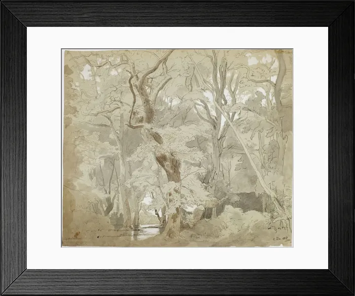 Framed Print : Grove Landscape, Copy after Schirmer, 1868. Creator: Oscar Kleineh