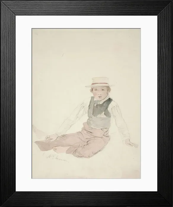 Framed Print : Seated boy, Norrby-Kalle, 1853. Creator: Karl Anders Ekman Framed Print : Seated boy, Norrby-Kalle, 1853. Creator: Karl Anders Ekman