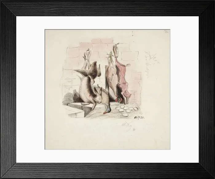 Framed Print : Still Life with a Dead Hare, Mallard, Partridge, Skinned Hare and Hen, 1850. Creator: Karl Anders Ekman Framed Print : Still Life with a Dead Hare, Mallard, Partridge, Skinned Hare and Hen, 1850. Creator: Karl Anders Ekman