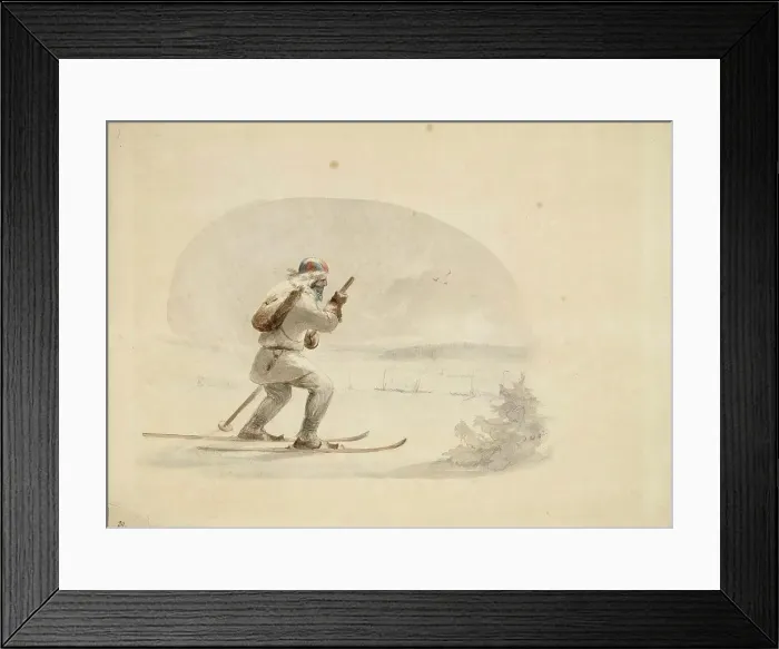 Framed Print : Laplander Skiing, 1850-1855. Creator: Karl Anders Ekman Framed Print : Laplander Skiing, 1850-1855. Creator: Karl Anders Ekman