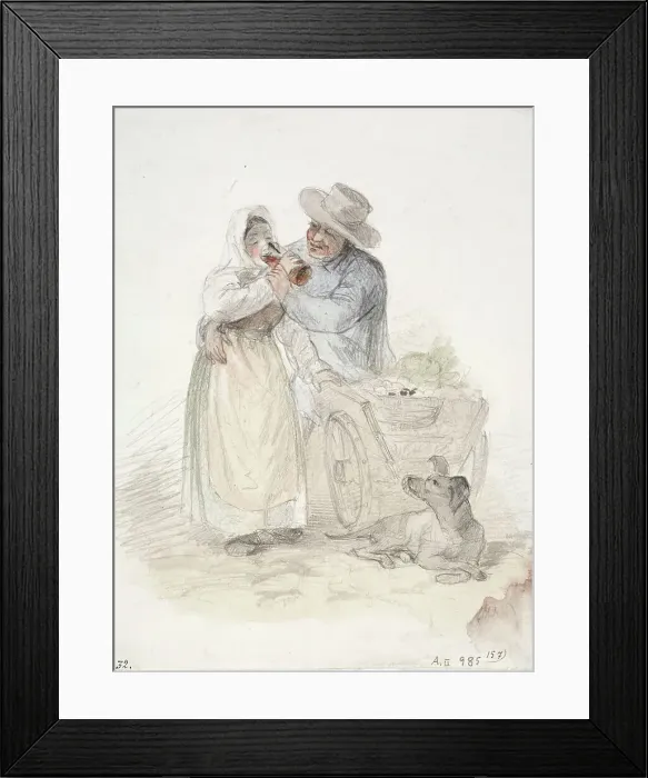 Framed Print : A peasant girl tries to finish a glass of beer... 1850-1855. Creator: Karl Anders Ekman Framed Print : A peasant girl tries to finish a glass of beer... 1850-1855. Creator: Karl Anders Ekman