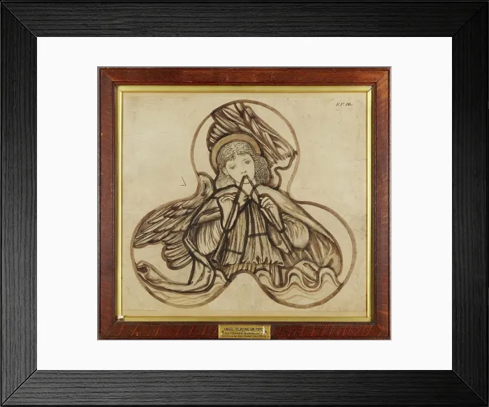 Framed Print : Angel playing on pipes, 1862-3. Creator: Sir Edward Coley Burne-Jones Framed Print : Angel playing on pipes, 1862-3. Creator: Sir Edward Coley Burne-Jones
