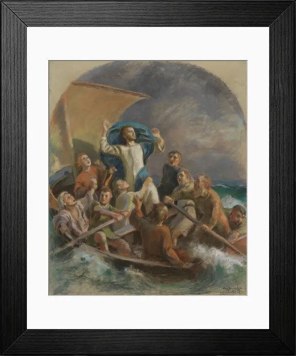 Framed Print : Christ Calms the Storm, study for the altarpiece in Raahe church, 1925. Creator: Eero Jarnefelt Framed Print : Christ Calms the Storm, study for the altarpiece in Raahe church, 1925. Creator: Eero Jarnefelt